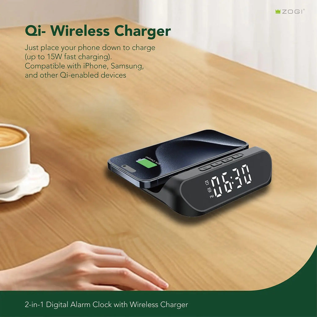 Minimalist Wireless Charging Desk Clock