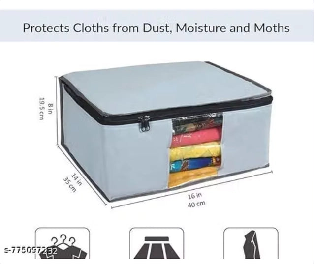 Saree Covers - Wardrobe Organizer with Zip & Transparent Window (Pack of 2)